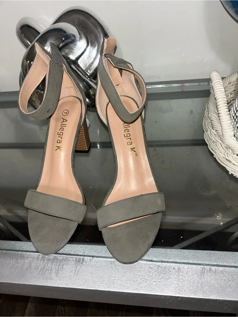 Allegra K Olive Green Block Heel Ankle-Strap Sandals Chic Allegra K sandals with